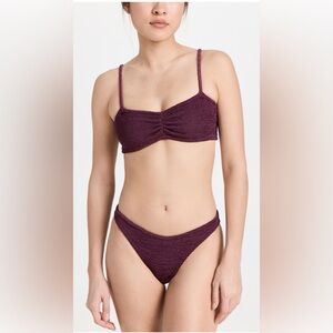 Hunza G Textured Bikini Set in Deep Plum